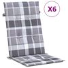 vidaXL Coj&iacute;n silla jard&iacute;n respaldo alto 6 uds cuadros gris 120x50x3 cm