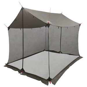vidaXL Toldo de camping con paredes de malla Marr&oacute;n Gris