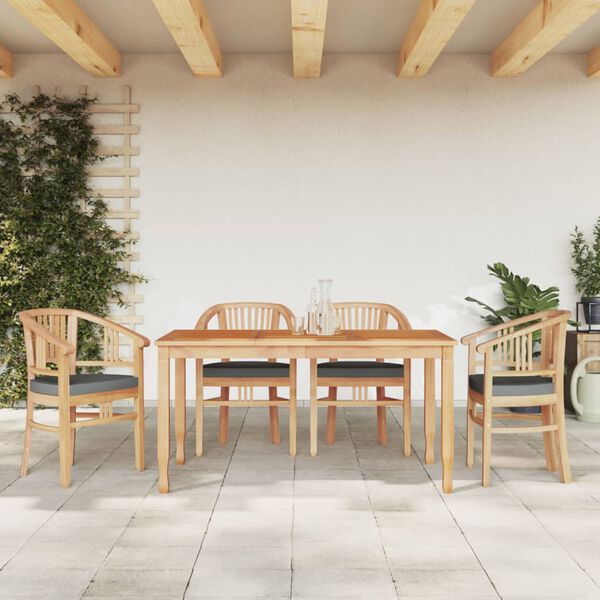 vidaXL Juego de comedor para jard&iacute;n 5 piezas madera maciza de teca