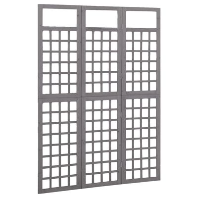 vidaXL Biombo/Enrejado de 3 paneles madera maciza abeto gris 121x180cm