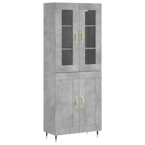 vidaXL Aparador alto madera contrachapada gris hormig&oacute;n 69,5x34x180 cm