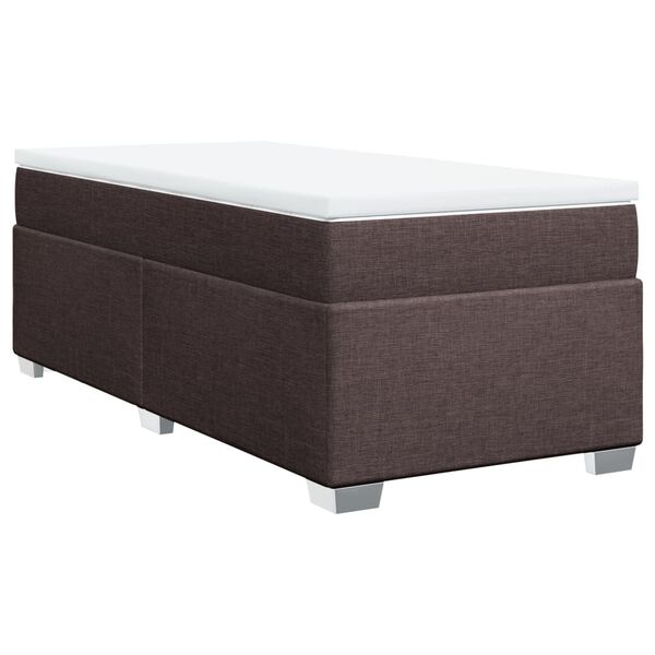 vidaXL Cama box spring con colch&oacute;n tela marr&oacute;n oscuro 90x200 cm