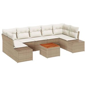 vidaXL Conjunto de sof&aacute;s de jard&iacute;n 8 pcs Beige rat&aacute;n sint&eacute;tico