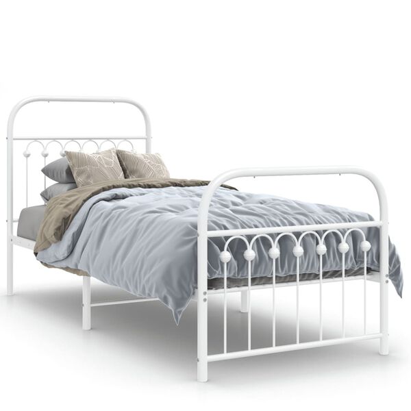 vidaXL Estructura cama sin colch&oacute;n con estribo metal blanco 75x190 cm