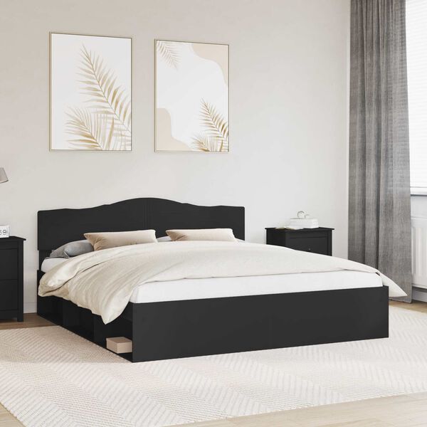 vidaXL Estructura de cama Negro 180 x 200 cm Madera de pino macizo