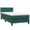 vidaXL Cama box spring con colch&oacute;n y LED terciopelo verde oscuro 100x210 cm