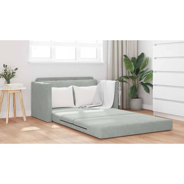 vidaXL Sofá cama Gris Claro 124 x 204 x 61 cm Terciopelo