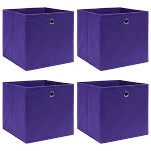 vidaXL Cajas de almacenaje 4 uds tela morado 32x32x32 cm