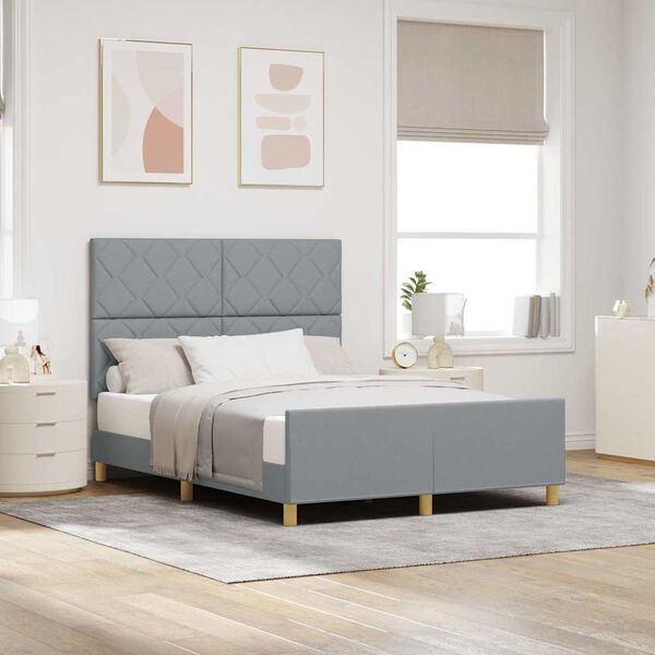 vidaXL Estructura de cama con cabecera Gris claro 160 x 200 cm tela