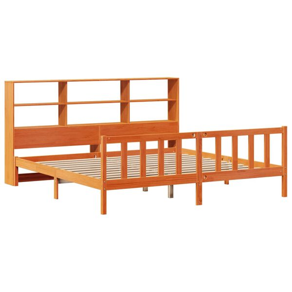 vidaXL Cama con estanter&iacute;a sin colch&oacute;n madera maciza marr&oacute;n 180x200cm