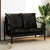 vidaXL Sofá de 2 plazas cuero auténtico con madera de acacia negro