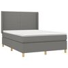 vidaXL Cama box spring colch&oacute;n y luces LED tela gris oscuro 140x190 cm