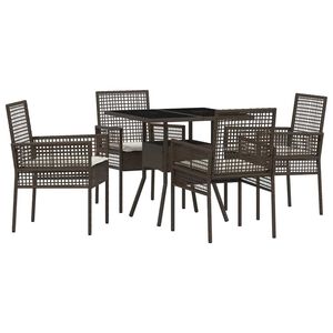 vidaXL Conjunto de Comedor de Jard&iacute;n 5 pcs Marr&oacute;n rat&aacute;n sint&eacute;tico