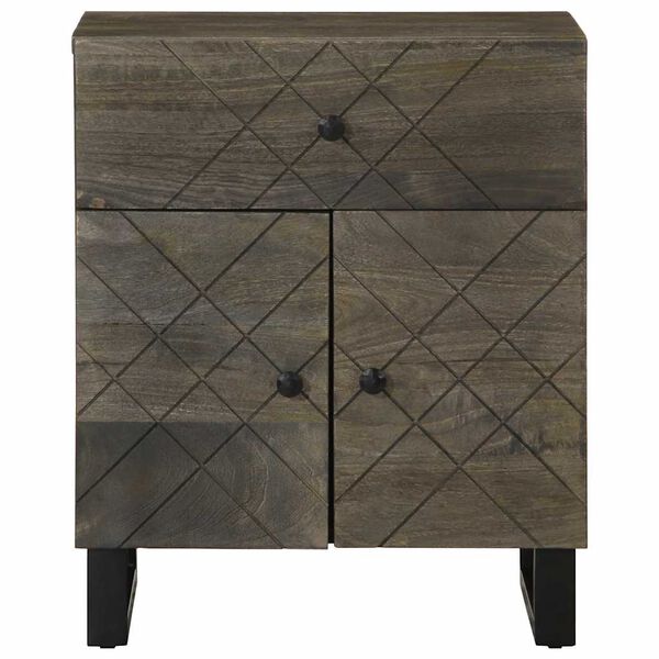 vidaXL Mesita de noche madera maciza de mango negra 50x33x60 cm
