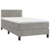 vidaXL Cama box spring colch&oacute;n y LED terciopelo gris claro 90x190 cm