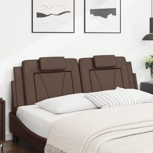 vidaXL Cabecero de cama acolchado Viana cuero sint&eacute;tico marr&oacute;n 160 cm