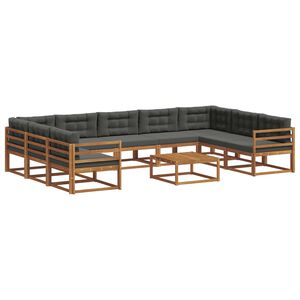 vidaXL Conjunto de sof&aacute;s de exterior 10 pcs Natural y Antracita