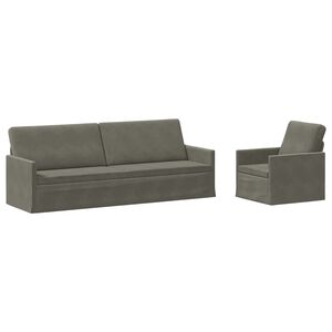 vidaXL Juego de Sof&aacute; 2 pcs Gris Claro Tela de Pana