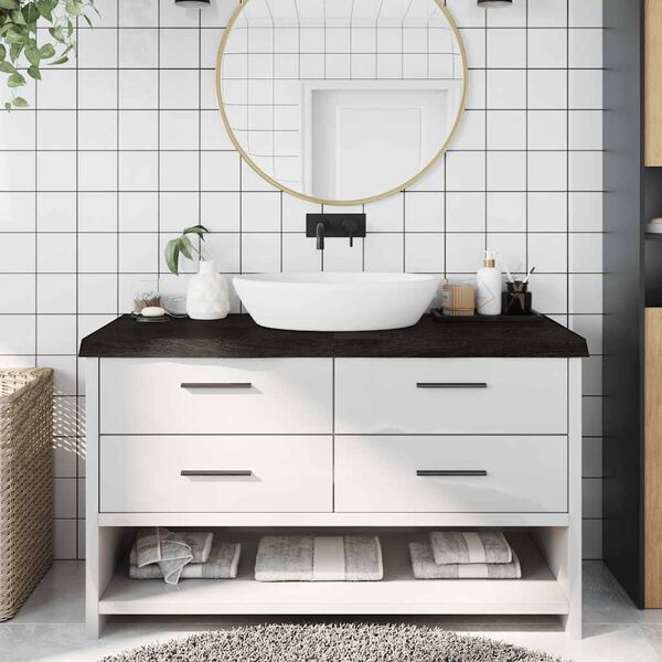 vidaXL Encimera de ba&ntilde;o madera tratada marr&oacute;n oscuro 140x60x(2-6) cm