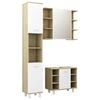 vidaXL Set de muebles de ba&ntilde;o 3 pzas madera contrachapada blanco roble