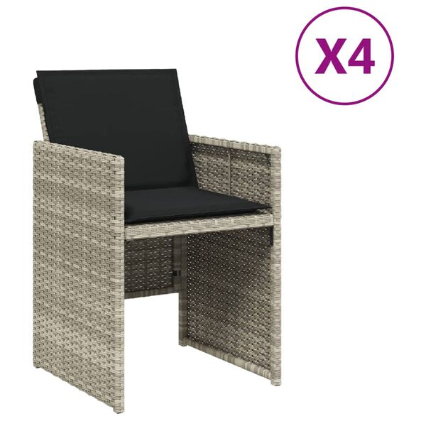 vidaXL Sillones de jard&iacute;n con cojines 4 uds rat&aacute;n sint&eacute;tico gris claro