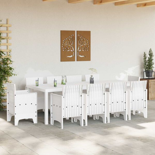 vidaXL Conjunto de Comedor de Jard&iacute;n 11 pcs Blanco Polipropileno