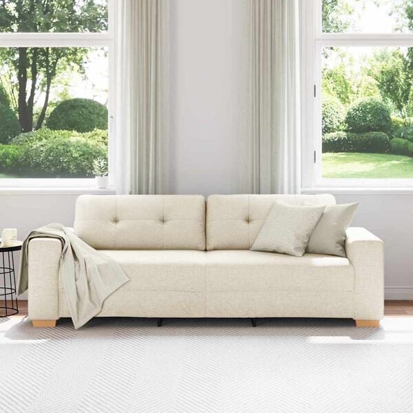 vidaXL Sof&aacute; Beige 221 x 80 x 80 cm Tejido mezcla de lino