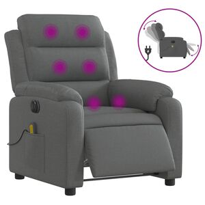 vidaXL Sill&oacute;n reclinable de masaje el&eacute;ctrico tela gris oscuro