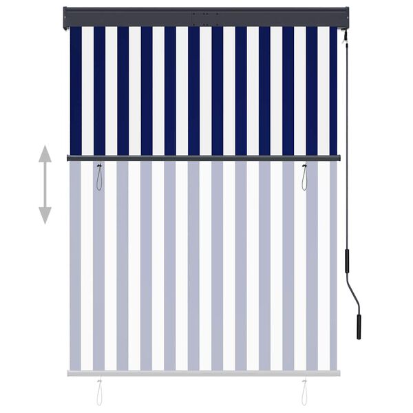 vidaXL Estor enrollable de exterior azul y blanco 120x250 cm