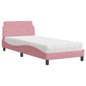 vidaXL Cama con colch&oacute;n Dover terciopelo rosa 90x190 cm
