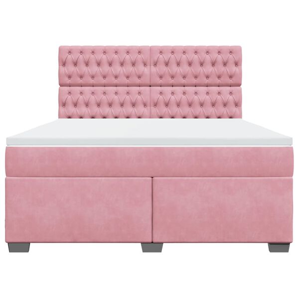 vidaXL Cama box spring con colch&oacute;n terciopelo rosa 180x200 cm