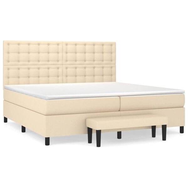 vidaXL Cama box spring con colch&oacute;n tela color crema 200x200 cm
