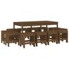 vidaXL Set de comedor de jard&iacute;n 13 pzas madera maciza pino marr&oacute;n miel
