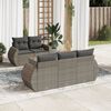 vidaXL Set de muebles de jard&iacute;n 6 pzas y cojines rat&aacute;n sint&eacute;tico gris