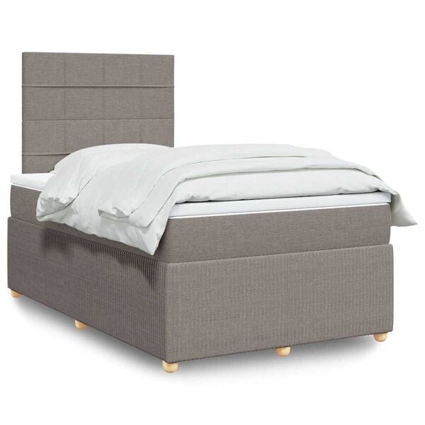 vidaXL Cama box spring con colch&oacute;n tela gris taupe 120x190 cm