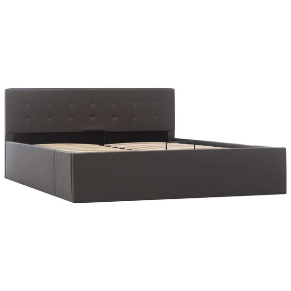 vidaXL Cama canap&eacute; hidr&aacute;ulica cuero sint&eacute;tico gris 140x200 cm