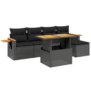 vidaXL Set de muebles de jard&iacute;n 6 pzas y cojines rat&aacute;n sint&eacute;tico gris