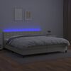 vidaXL Cama box spring colch&oacute;n y LED cuero sint&eacute;tico crema 200x200 cm
