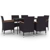 vidaXL Set comedor de jard&iacute;n 7 pzas y cojines rat&aacute;n sint&eacute;tico y vidrio