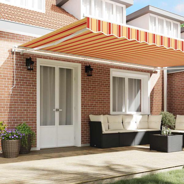 vidaXL Toldo Retr&aacute;ctil Manual Amarillo y Naranja 500 x 300 cm tela