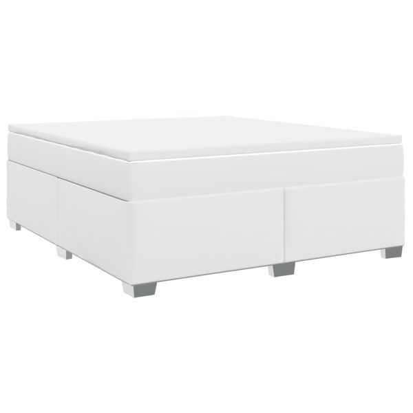 vidaXL Cama box spring con colch&oacute;n cuero sint&eacute;tico blanco 180x200 cm