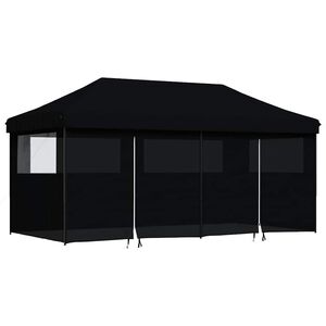 vidaXL Tienda de fiesta plegable Pop-Up con 4 paredes laterales negra