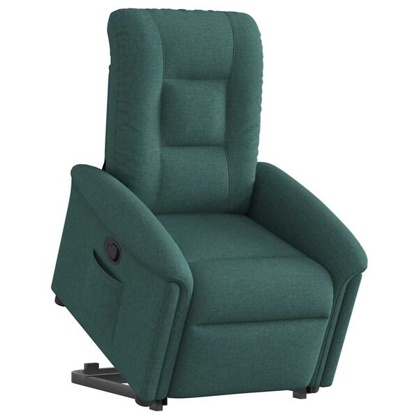 vidaXL Sill&oacute;n reclinable elevable tela verde oscuro
