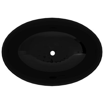 vidaXL Lavabo ovalado de cerámica negro 40x33 cm