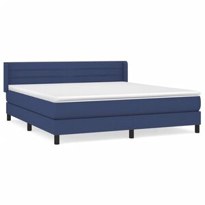 vidaXL Cama box spring con colch&oacute;n tela azul 160x200 cm