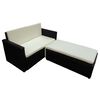 vidaXL Set muebles de jardín 2 piezas y cojines ratán sintético negro