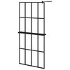 vidaXL Mampara ducha con estante vidrio ESG y aluminio negro 90x195 cm