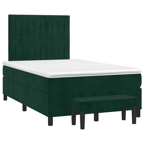 vidaXL Cama box spring con colch&oacute;n terciopelo verde oscuro 120x190 cm