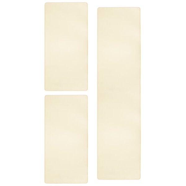 vidaXL Alfombras de dormitorio de pelo largo 3 piezas color crema