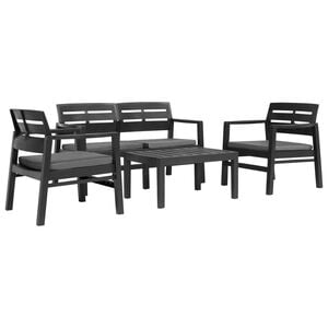 vidaXL Juego de muebles de jard&iacute;n 4 piezas pl&aacute;stico gris antracita
